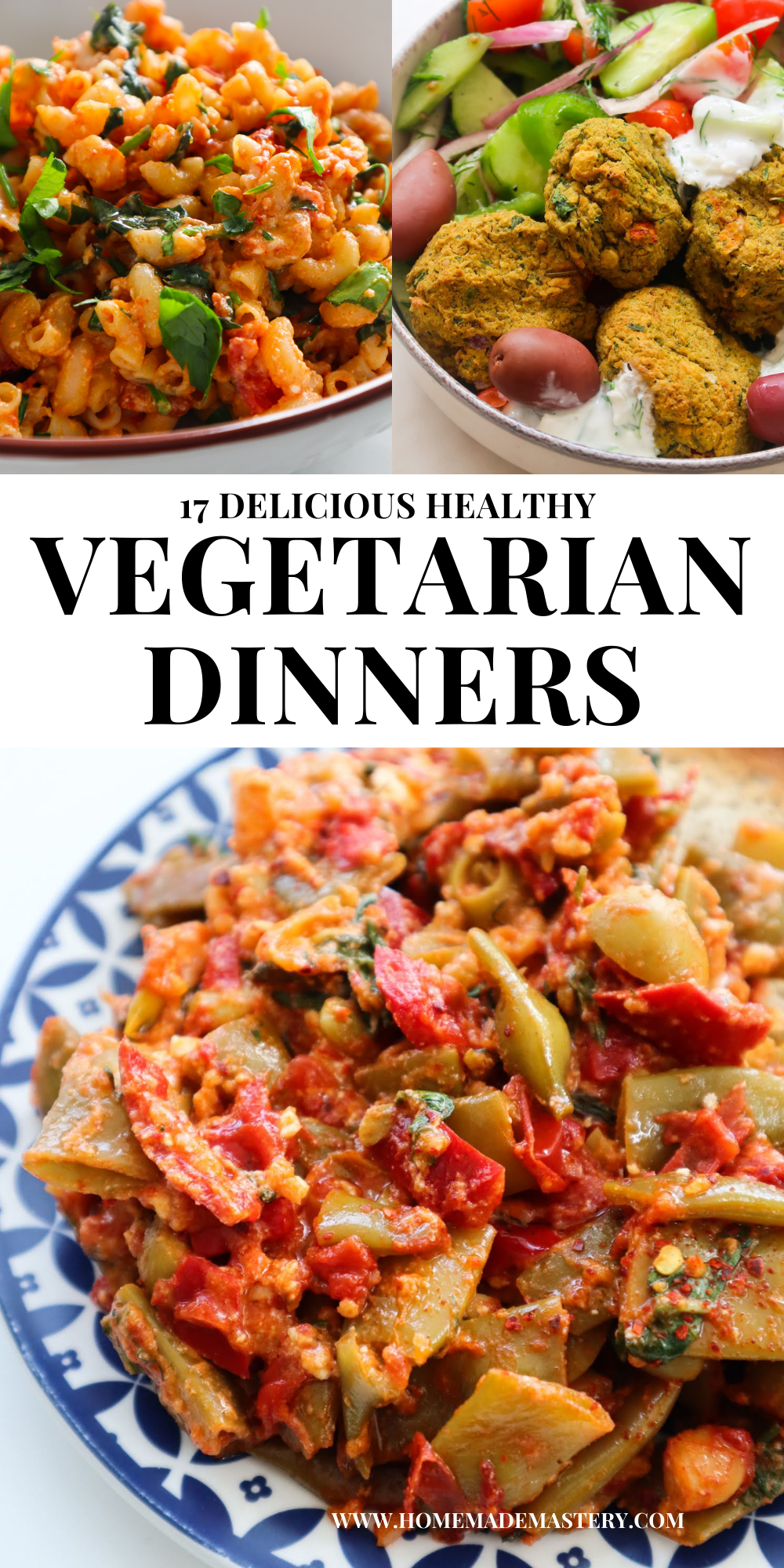 This collection of vegetarian dinner ideas includes easy recipes for healthy soups, bowls, one-pan meals and pasta dishes anyone can make! Even if you’re not vegetarian, you will love these healthy meals without meat!